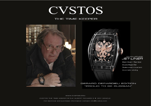 Жерар Депардье (Gerard Depardieu) в рекламе часов Cvstos / © Блог компании Cvstos